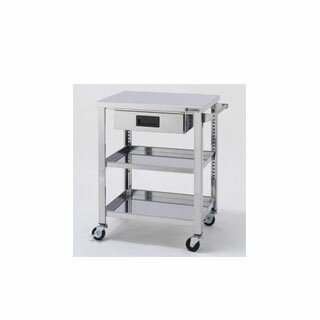 東製作所 3方コボレ止め+引き出し付3段 ステンレス製ワゴン 900×600×800【メーカー直送/後払い決済不可】【ECJ】