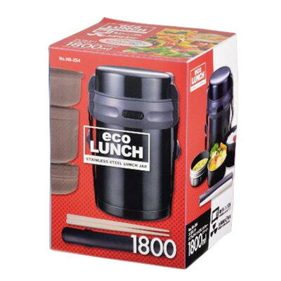 パール金属 エコランチ ダブルステンレスランチジャー1800(ブラック)【オシャレ フライパン 炒め物 長..