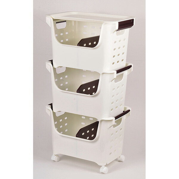 パール金属 やさいストッカー3個組（蓋1付）キャスター付【保存 収納 出し入れ 仕切 キッチン】【ECJ】