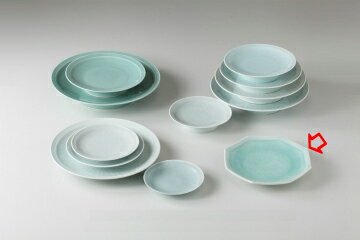 和食器 青白磁唐草 八角8.0皿 37K230-02 まごころ第37集 【キャンセル/返品不可】【ECJ】