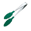 【まとめ買い10個セット品】 18-0 抗菌耐熱カラートング 中 グリーン 全長:250mm【ECJ】