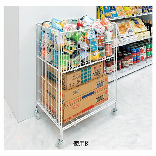 ワイヤー2段ワゴン W60×D45cm 61-653-60-3【メーカー直送/代金引換決済不可】【店舗什器 パネル 壁面 店舗備品 仕切 棚】【ECJ】