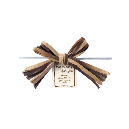 リボン付きワイヤータイ ペーパーラフィア ブラウン 10個 61-431-85-7【店舗什器 小物 ディスプレー ギフト ラッピング 包装紙 袋 消耗品 店舗備...