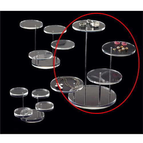 【まとめ買い10個セット品】4段ディスプレー L 丸型 アクセサリースタンド 61-155-14-3【 演出・ディスプレイ用品 アクセサリーディスプレイ ガラス...