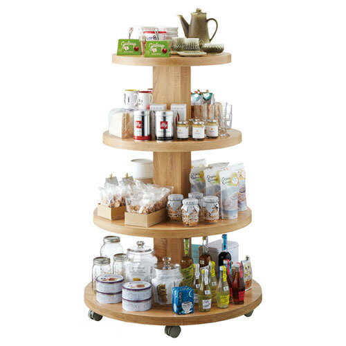 【まとめ買い10個セット品】 多段式ラウンドディスプレー 4段 ラスティック柄 61-85-2-2【メーカー直送/代金引換決済不可】【店舗什器 パネル ディスプレー 棚 店舗備品　店舗カウンター レジカウンター】【ECJ】