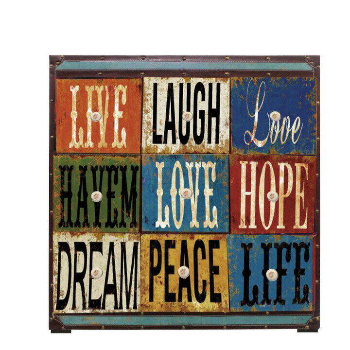 チェスト アメリカン家具 幅70 カラフルチェスト タンス 完成品 カラフル 引き出し9杯 インテリア ヴィ..