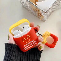 Airpods ケース 韓国 フライドポテト ハンバーガー エアーポッズ カバー シリコン ストラップ セット かわいい 面白い おしゃれ イヤホンケース