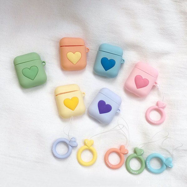 Airpods ケース 韓国 シンプル ハート パステル エアーポッズ カバー シリコン フィンガーリング ストラップ かわいい シンプル おしゃれ イヤホンケース 日本代購流行生活代購館 Myjp 日本代購