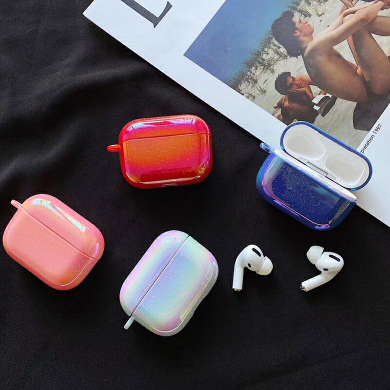 楽天セレクトショップ オンリーユーairpods ケース 韓国 airpods proケース おしゃれ 第2世代 ケース カバー ハード airpods 2 3 第3世代 第1世代 第2世代対応 シンプル オーロラ ハード 大人 女性 お揃い カラビナ