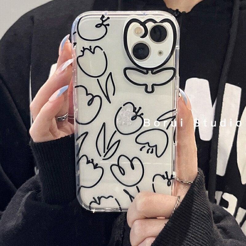 【ガラスフィルム付】 iphone15 ケース 可愛い 韓国 かわいい 花 iPhone14 ケース iPhone13 ケース iPhoneseケース iPhoneケース iphone12 ケース 花 フラワー チューリップ クリア 透明 レディース