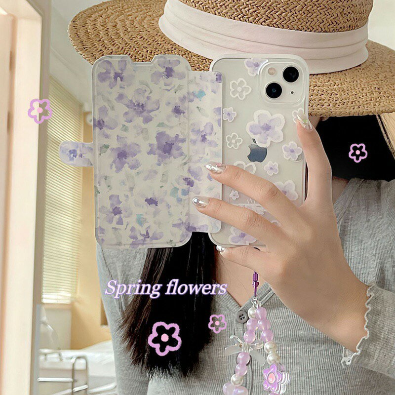 iphone15 ケース かわいい 韓国 手帳型 花柄 iphone14 ケース iphone13 手帳 pro m...