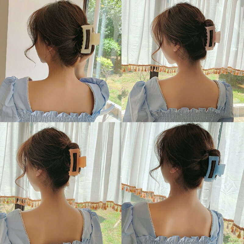 バンスクリップ ヘアアクセサリー 韓国 大きめ くり抜きスクエアアクリルツヤバンスクリップ くすみ 無地 ヘアクリップ シンプル 大人 レディース 髪留め 簡単 onlyou オンリーユー