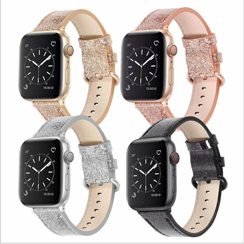 apple watch iwatch アップルウォッチ series 1 2 3 6 5 4 SE 38mm 40mm 42mm 44mm ベルト バンド 牛革 キラキラ カスタム おしゃれ 韓国 かわいい レディース