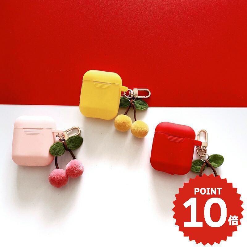 airpods ケース 韓国 airpods proケース おしゃれ 第2世代 ケース カバー ハード airpods 2 3 第3世代 第1世代 第2世代対応 シリコン さくらんぼ チャーム付きケース チェリー 大人 かわいい 女性