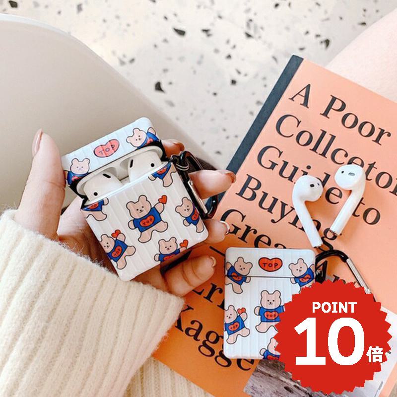 airpods ケース 韓国 airpods proケース おしゃれ 第2世代 ケース カバー ハード airpods 2 3 第3世代 第1世代 第2世代対応 クッキーベアー くま シンプル 大人 女性 男性 お揃い