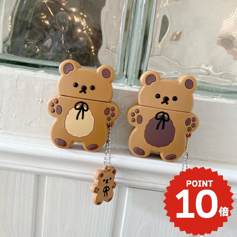 airpods ケース 韓国 airpods proケース おしゃれ 第2世代 ケース カバー ハード airpods 2 3 第3世代 第1世代 第2世代対応 クッキー ベアー クマ くま チャーム