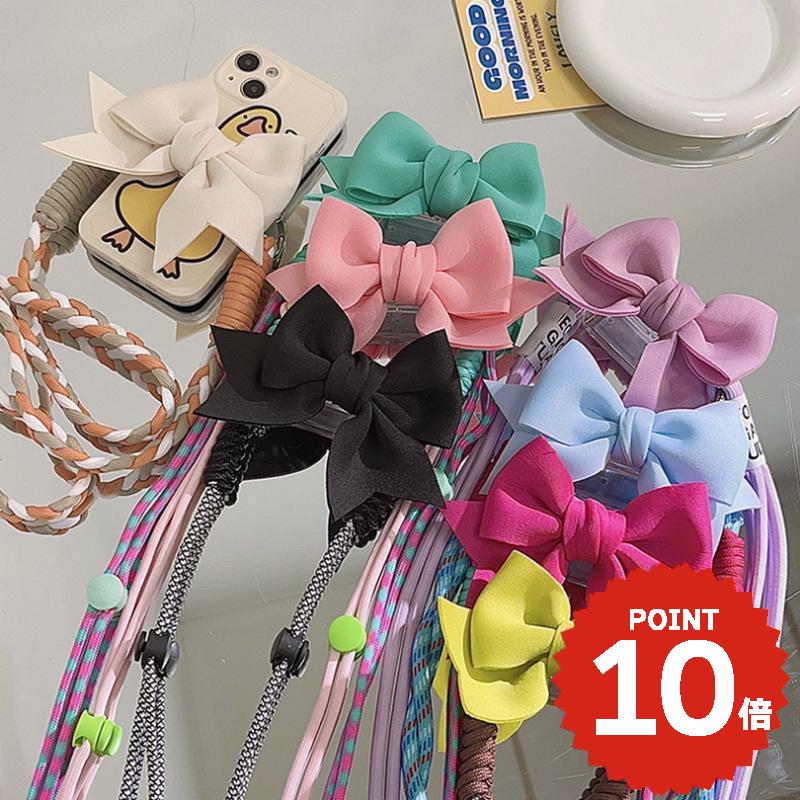 スマホショルダーストラップ 携帯ストラップ iPhone スマホ 韓国 リボン モチーフ 肩掛け カスタム 紛失防止 落下防止 付け替え かわいい おしゃれ レディース