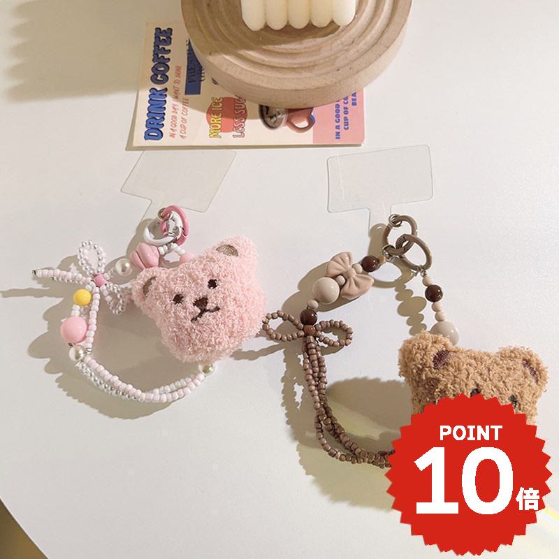 スマホストラップ 携帯ストラップ iPhone スマホ 韓国 くま ベアー もこもこ 腕輪 カスタム 紛失防止 落下防止 付け替え かわいい おしゃれ レディース 女子