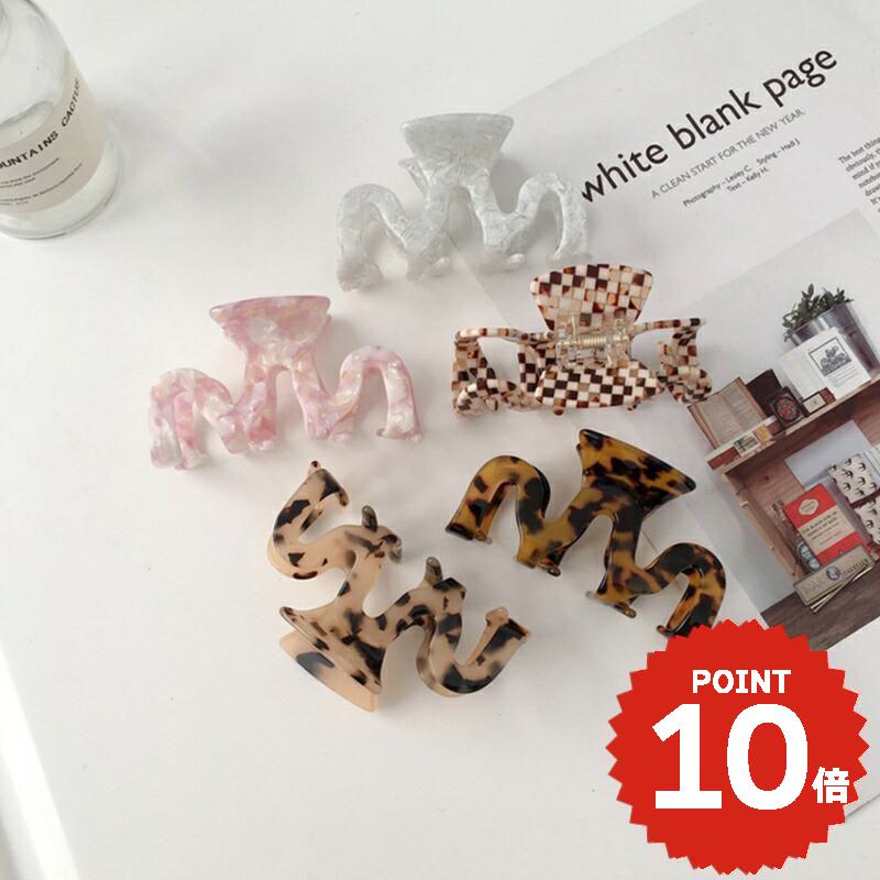 バンスクリップ ヘアアクセサリー 韓国 ウェーブ アセチ 大きめ ハーフアップ ヘアクリップ シンプル ..