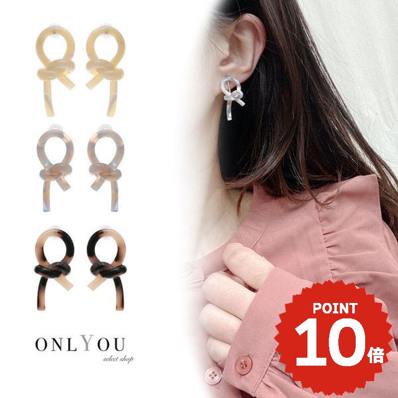 アセチフープリボンピアス ピアス リボン かわいい アクセサリー レディース シンプル おしゃれ onlyou オンリーユー