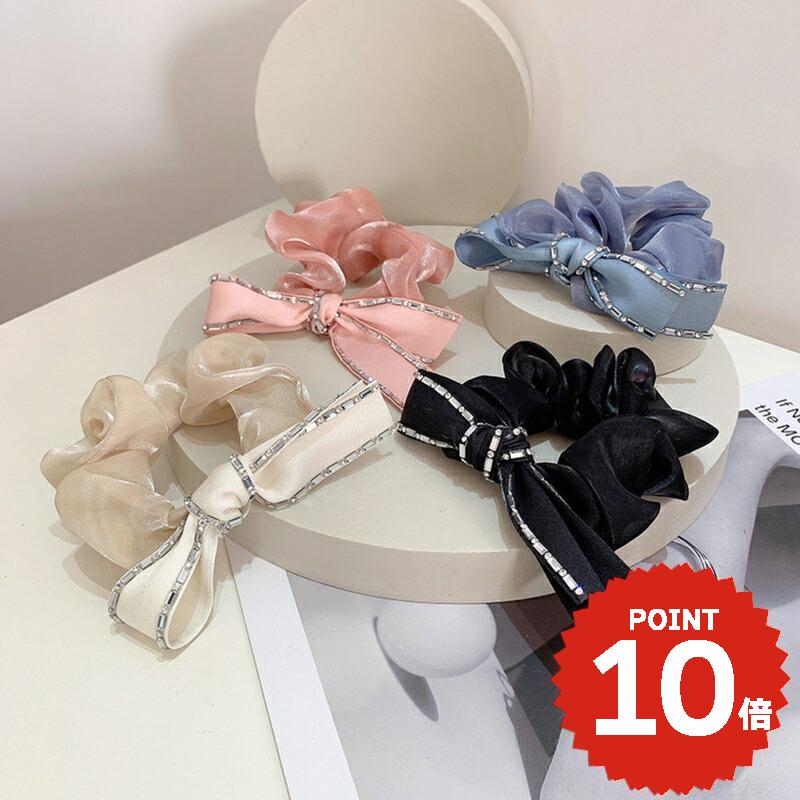 ヘアアクセサリー ヘアゴム シュシュ シンプル 無地 キラキラ リボン ポニー 簡単 アレンジ 大人 おしゃれ レディース 女性 跡がつきにくい デイリー