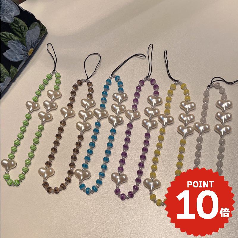 スマホストラップ 手首 韓国 チャーム ストラップ バッグ ポーチ 財布 スマホケース 携帯ケース カスタム かわいい おしゃれ 飾り ペア レディース 女性 ハート ガーリー