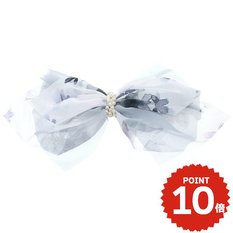 レトロフラワーパールリボンクリップピン シフォン 髪留め ヘアアクセサリー ヘアクリップ ヘアピン on..