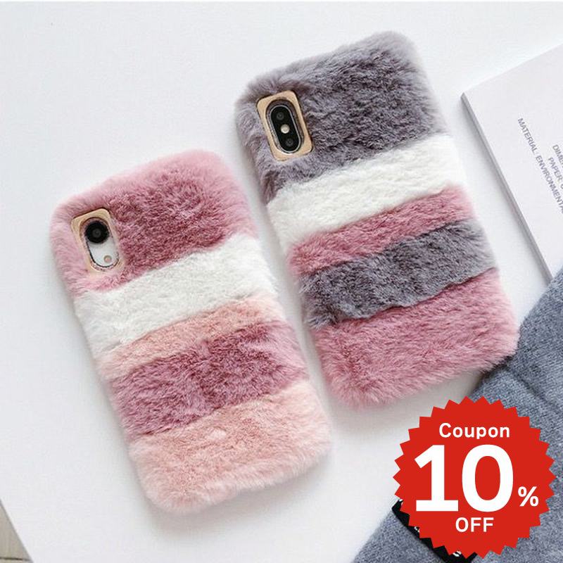 乐天商城 - iphonese ケース かわいい 韓国 第2世代 第3世代 iPhonexrケース iphoneXs ケース iphonexsmax かわいい 大人かわいい おしゃれ ボーダーモコモコ モコモコ フェイクファー 秋冬