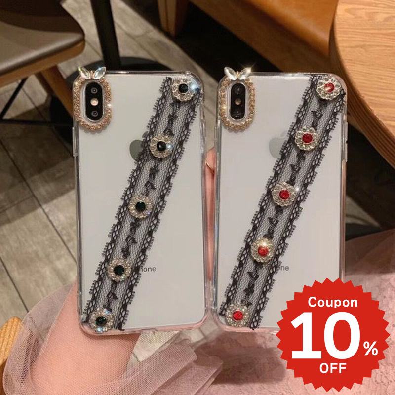Rakuten - iphonese ケース かわいい 韓国 第2世代 第3世代 iPhonexrケース iphoneXs ケース iphonexsmax クリア レース ビジュー キラキラ シンプル 面白い クリア