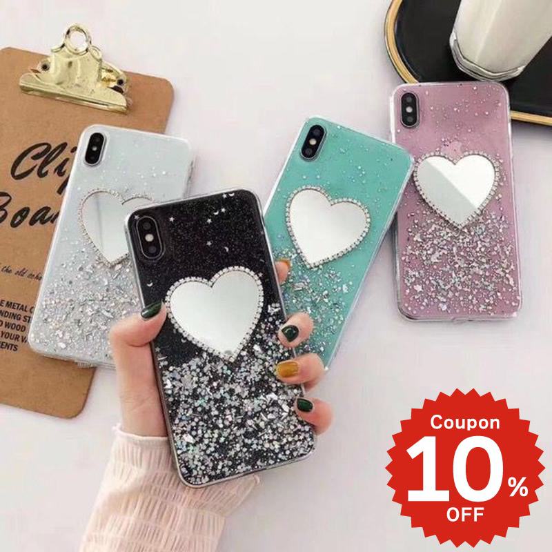 Rakuten - iphonese ケース かわいい 韓国 第2世代 第3世代 iPhonexrケース iphoneXs ケース iphonexsmax かわいい 大人かわいい おしゃれ ハート ミラー ストーン キラキラ クリア 透明 シンプル かわいい