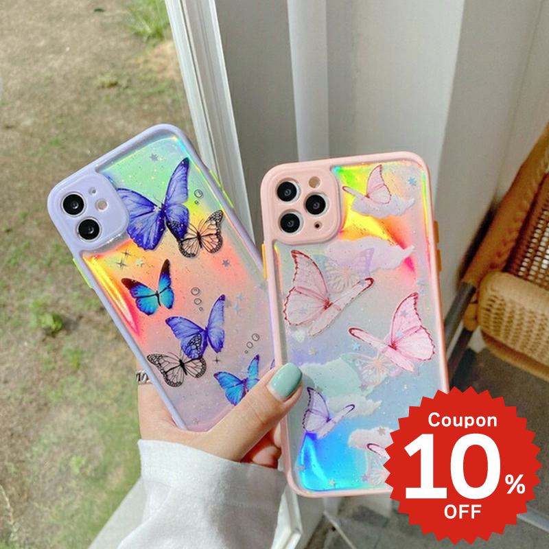 乐天商城 - iphone11 ケース 韓国 iphone11proケース iPhone ケース pro max iphonese ケース iphonexr ケース iphonexs ケース かわいい 大人かわいい おしゃれ TPU キラキラ オーロラ蝶々 蝶々 バタフライ クリア