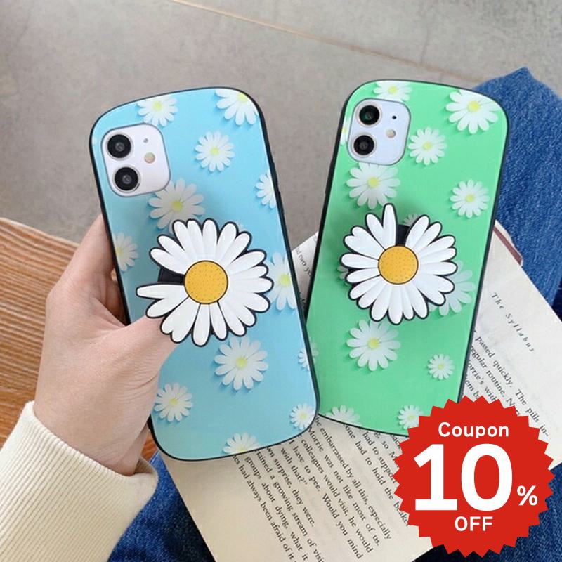 乐天商城 - iphone11 ケース 韓国 iphone11proケース iPhone ケース pro max iphonese ケース iphonexr ケース iphonexs ケース かわいい 大人かわいい おしゃれ TPU デイジー柄グリップ付き スマホグリップ