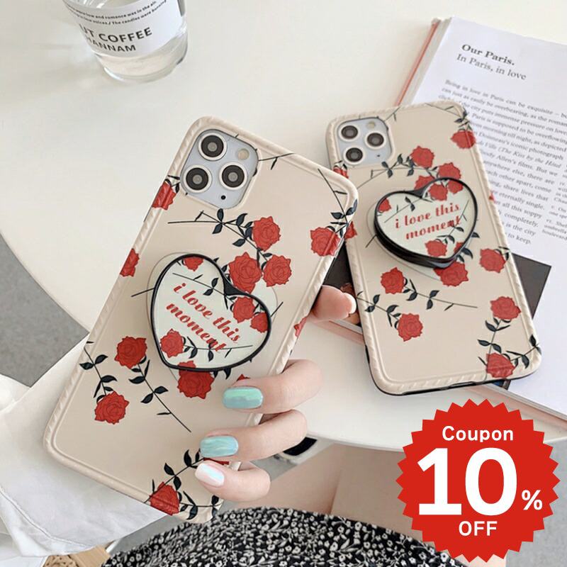 Rakuten - iphone12 ケース 大人かわいい mini pro max iphone11 アイフォン iPhone ケース iphonexrケース iphone se 韓国 大人 女子 TPU グリップ GRIP ローズ ハート デザイン