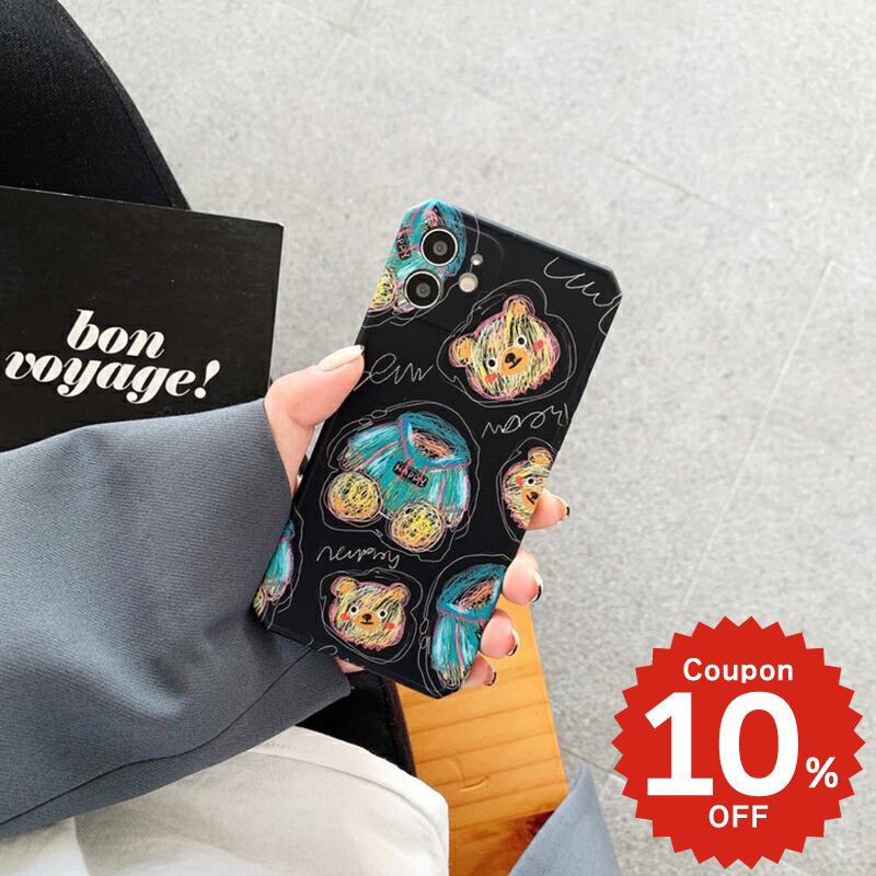 Rakuten - iphone12 ケース 大人かわいい mini pro max iphone11 アイフォン iPhone ケース iphonexrケース iphone se 韓国 大人 女子 TPU くま イラスト かっこいい シンプル 個性的 お揃い 男性 女性
