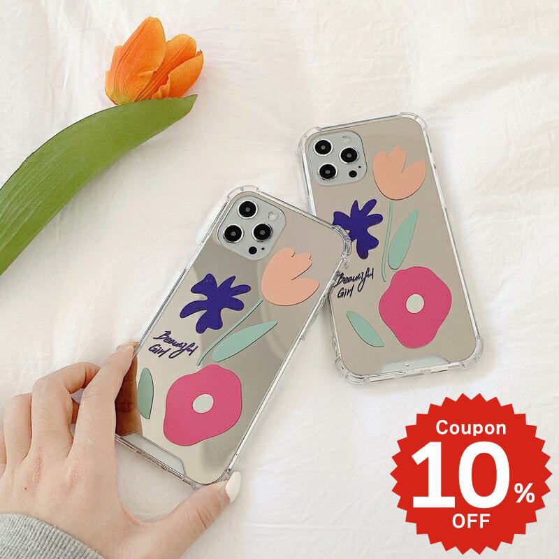 Rakuten - iphone12 ケース 大人かわいい mini pro max iphone11 アイフォン iPhone ケース iphonexrケース iphone se 韓国 大人 女子 TPU フラワー 花 鏡 ミラー 個性的 お揃い 女性 レディース