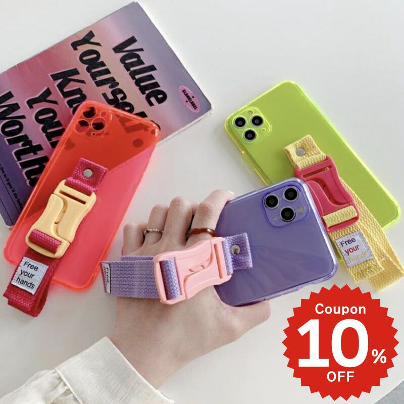 iphone12 ケース 大人かわいい mini pro max iphone11 アイフォン iPhone ケース iphonexrケース iphone se 韓国 大人 女子 ベルト付き カラー クリア シンプル