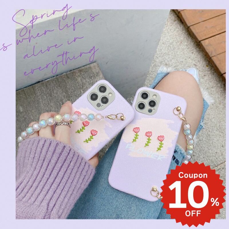 Rakuten - iphone12 ケース 大人かわいい mini pro max iphone11 アイフォン iPhone ケース iphonexrケース iphone se 韓国 大人 女子 チューリップ チェーン シンプル お揃い かわい レディース