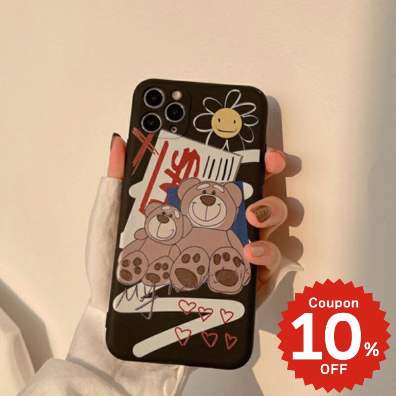 樂天商城 - iphone12 ケース 大人かわいい mini pro max iphone11 アイフォン iPhone ケース iphonexrケース iphone se 韓国 大人 女子 TPU クマ キャラクター くま テディベア ストリート レディース お揃い