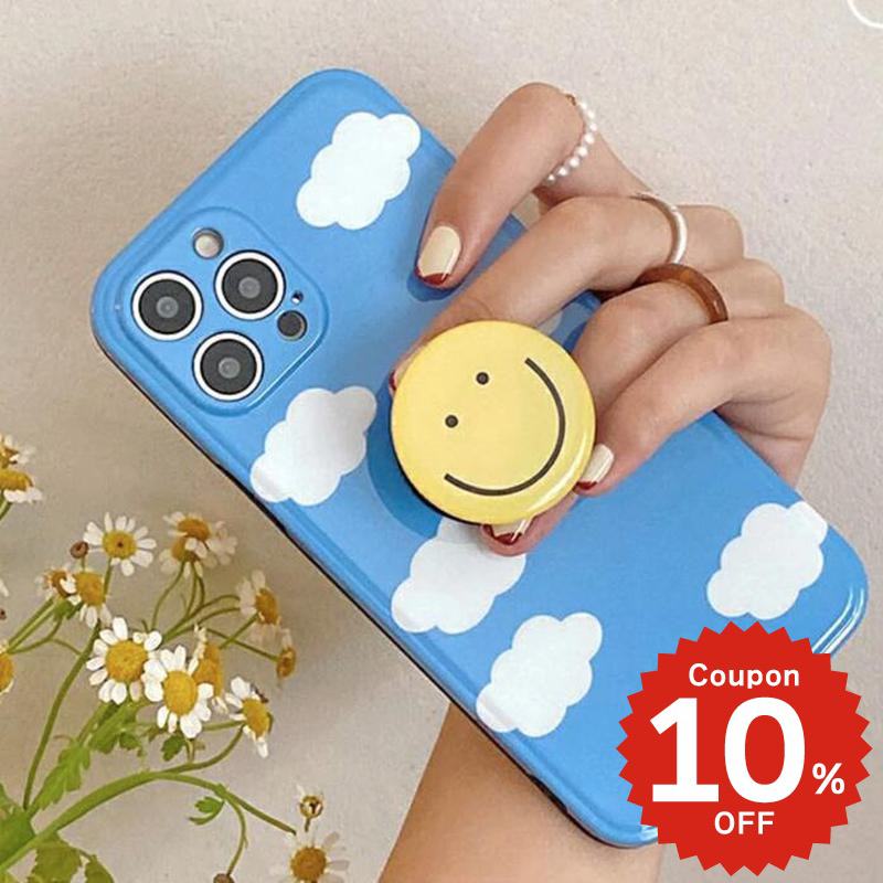 乐天商城 - iphone12 ケース 大人かわいい mini pro max iphone11 アイフォン iPhone ケース iphonexrケース iphone se 韓国 大人 女子 TPU ニコちゃん スマイル 雲 クラウド グリップ レディース