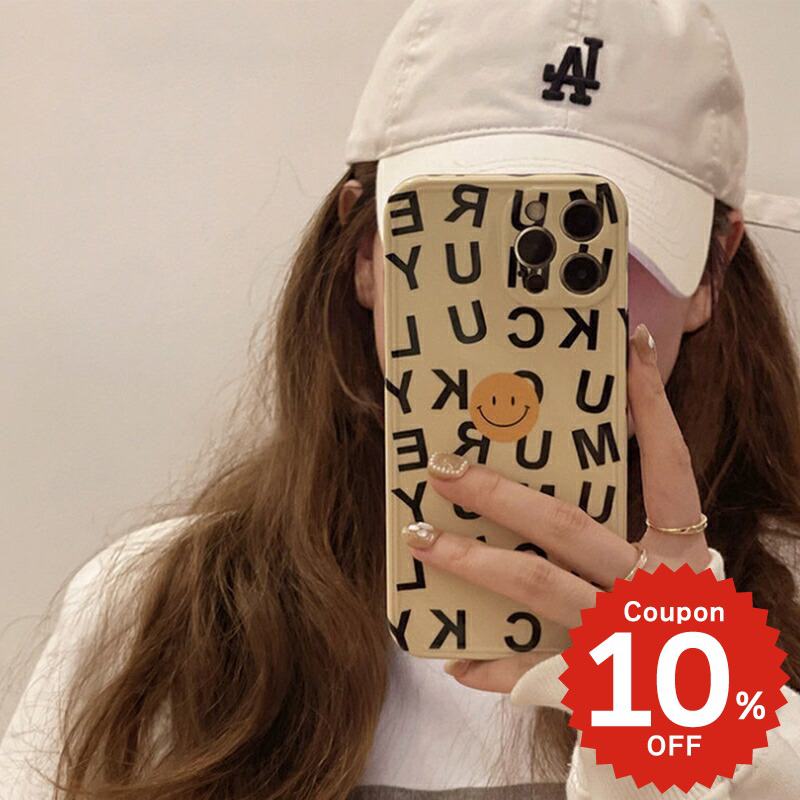 乐天商城 - iphone13 ケース 韓国 かわいい iphone12 mini ケース iphone12 pro ケース iphone11 アイフォン iPhone ケース iphonese ケース アイフォン IMD 総柄 スマイル 英字 レディース シンプル ストリート