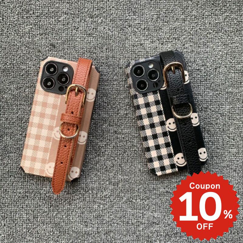 樂天商城 - iphone13 ケース 韓国 かわいい iphone12 mini ケース iphone12 pro ケース iphone11 アイフォン iPhone ケース iphonese ケース アイフォン スウェードクロス ベルト スマイル ニコ レディース お揃い