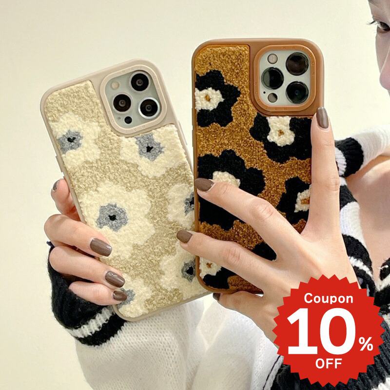 乐天商城 - iphone13 ケース 韓国 かわいい iphone12 mini ケース iphone12 pro ケース iphone11 アイフォン iPhone ケース iphonese ケース TPU もこもこ 秋冬 花 フラワー レトロ レディース