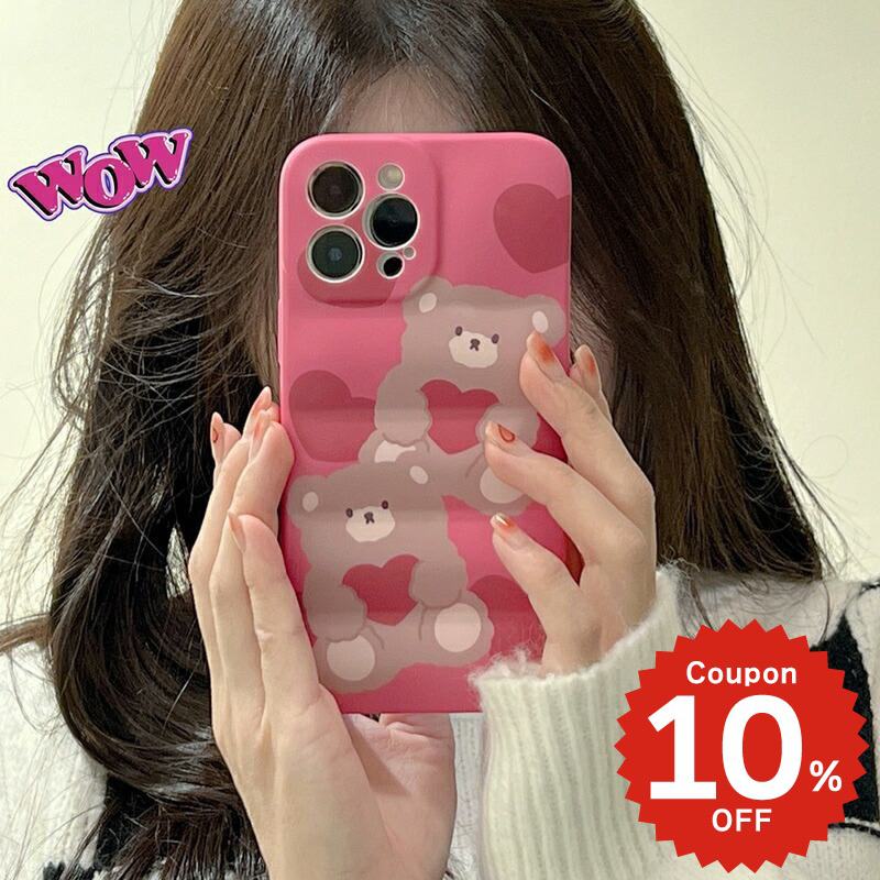 Rakuten - iphone13 ケース 韓国 かわいい iphone12 mini ケース pro iphone11 アイフォン iPhone ケース iphone13 ケース iphonese ケース TPU ダウン くま ベアー ハート レディース