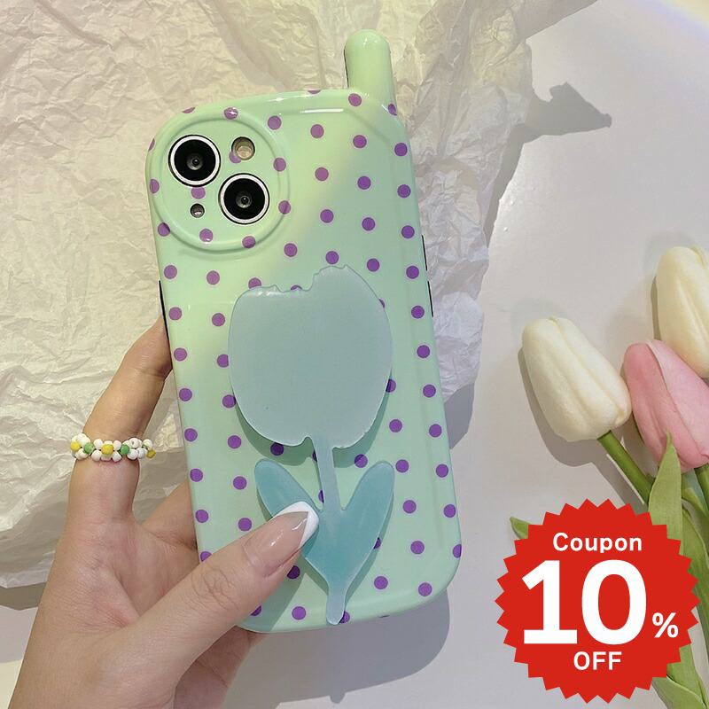Rakuten - iphone13 ケース 韓国 かわいい iphone12 mini ケース iphone12 pro ケース iphone11 アイフォン iPhone ケース iphonese ケース TPU チューリップ 花 グリップ ドット柄 携帯 レディース 女性 ペア