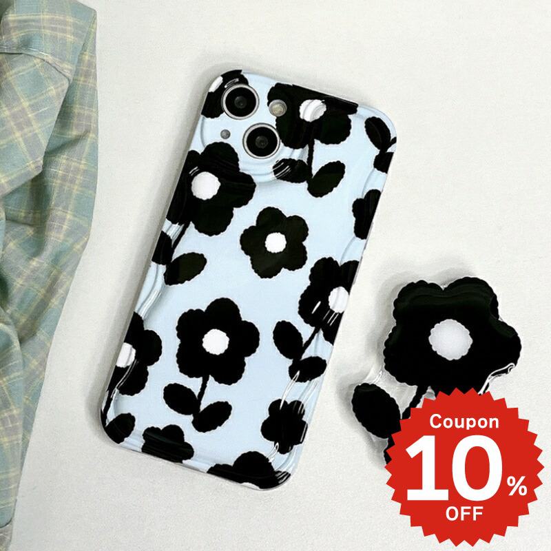 Rakuten - iphone13 ケース 韓国 かわいい iphone12 mini ケース iphone12 pro ケース iphone11 アイフォン iPhone ケース iphonese ケース TPU グリップ スタンド 花 フラワー 総柄 シンプル レディース