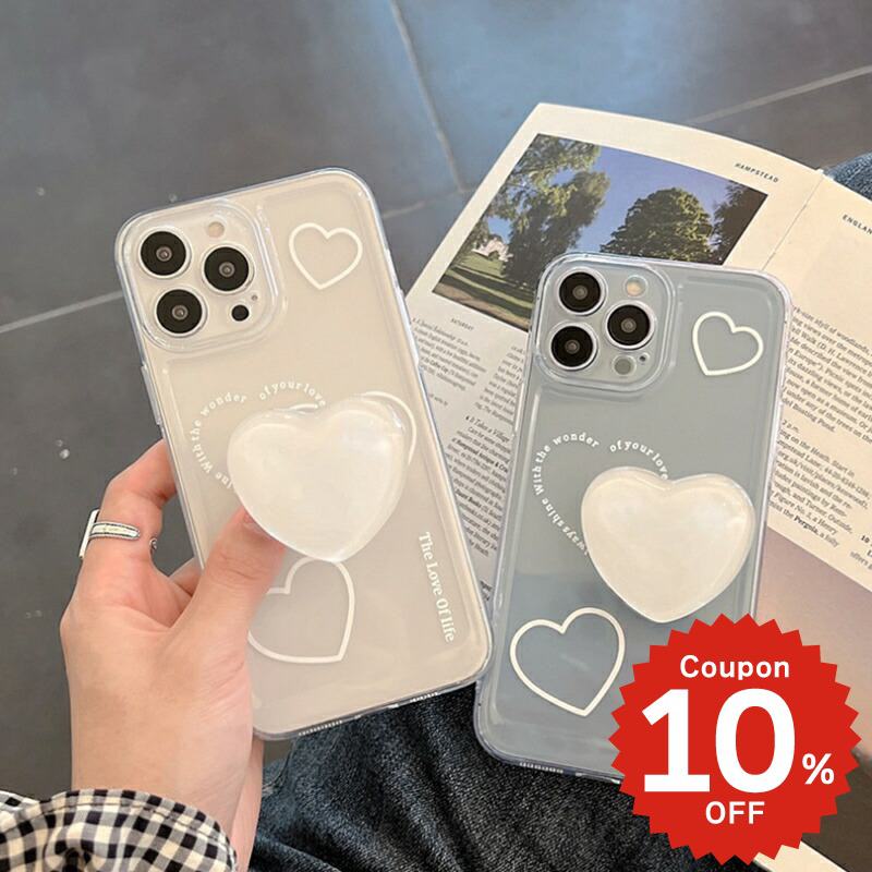 Rakuten - iphone13 ケース 韓国 かわいい iphone12 mini ケース iphone12 pro ケース iphone11 アイフォン iPhone ケース iphonese ケース TPU グリップ grip ハート クリア ペア