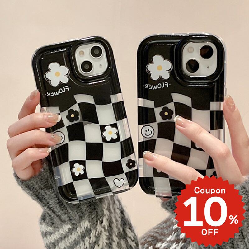 Rakuten - iphone14 ケース 韓国 かわいい 花 iphone13 ケース iphone14pro iphone13 pro iphone12 mini ケース iphone11 アイフォン iPhone ケース iphonese ケース 韓国 かわいい おしゃれ TPU ボックスチェック フラワー スマイル レディース ペア