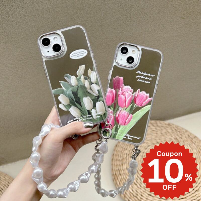 乐天商城 - iphone14 ケース 韓国 かわいい 花 チェーン iphone13 ケース iphone14pro iphone13 pro iphone12 mini ケース iphone11 アイフォン iPhone ケース iphonese ケース 韓国 かわいい おしゃれ TPU パール ストラップ ミラー 鏡 フラワー 女子