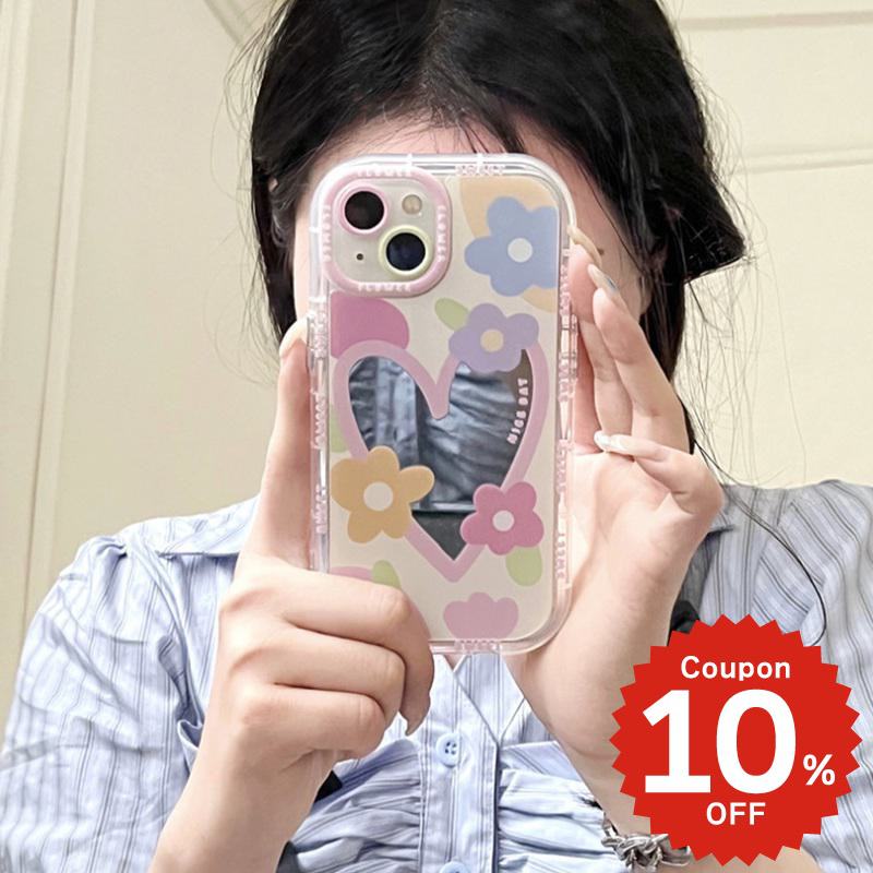 Rakuten - iphone14 ケース 韓国 かわいい 花 iphone13 ケース iphone14pro iphone13 pro iphone12 mini ケース iphone11 アイフォン iPhone ケース iphonese ケース 韓国 かわいい おしゃれ TPU ハート ミラー 鏡 フラワー 女子