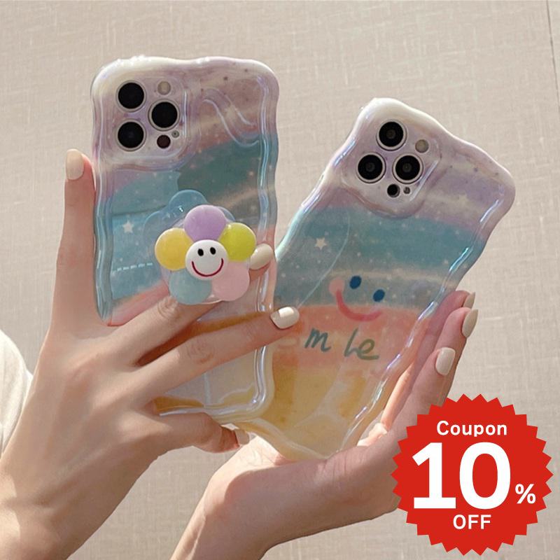 Rakuten - iphone14 ケース 韓国 かわいい iphone13 ケース iphone14pro iphone13 pro iphone12 mini ケース iphone11 アイフォン iPhone ケース iphonese ケース かわいい おしゃれ TPU グリップ grip スマイル フラワー レインボー 大人 女子